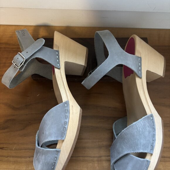 Swedish Hasbeens Mirja Grey Nubuck Open-toe Clogs (like new, with box) - Picture 4 of 6